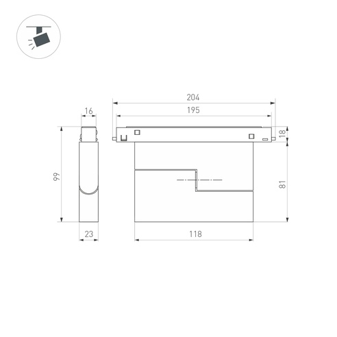 Светильник MAG-ORIENT-FLAT-FOLD-S195-6W Warm3000 (BK, 80 deg, 48V, DALI) (Arlight, IP20 Металл, 5 лет)