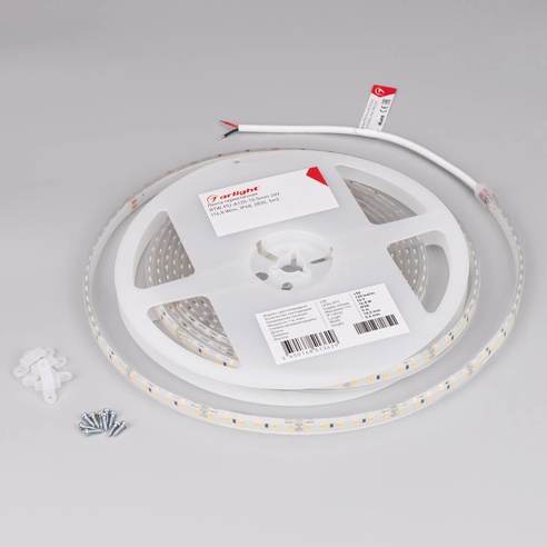 Лента светодиодная герметичная RTW-PU-A120-10.5mm 24V Warm3000 (16.8 W/m, IP68, Wire 2m, 5m) (Arlight, -)