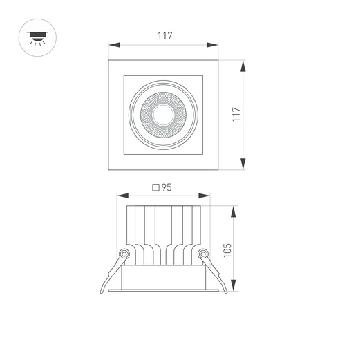 Светильник MS-VORTEX-BUILT-S117x117-20W Day4000 (WH-WH, 40 deg, 230V) (Arlight, IP20 Металл, 5 лет)
