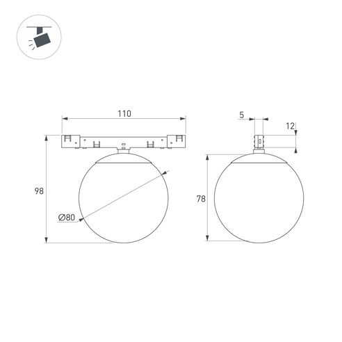Светильник MAG-MICROCOSM-SFERO-R80-7W Day4000 (BK, 230 deg, 24V) (Arlight, IP20 Металл, 5 лет)