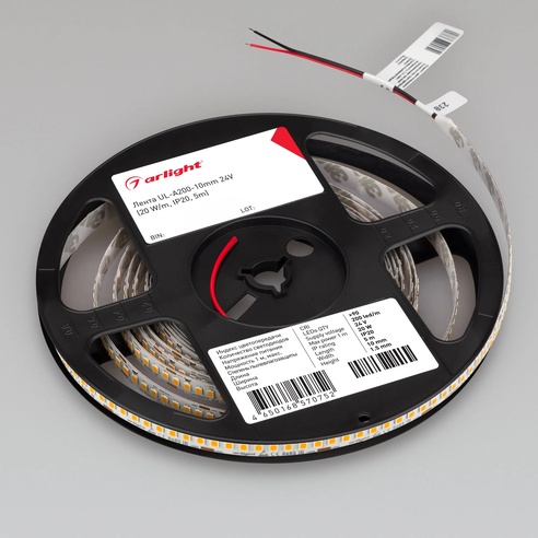 Лента светодиодная UL-A200-10mm 24V Warm3500 (20 W/m, IP20, 5m) (Arlight, высок.эфф.150 лм/Вт)