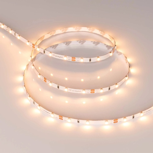 Лента светодиодная RT-A60-5mm 12V Warm2400 (4.8 W/m, IP20, 2835, 5m) (Arlight, узкая)