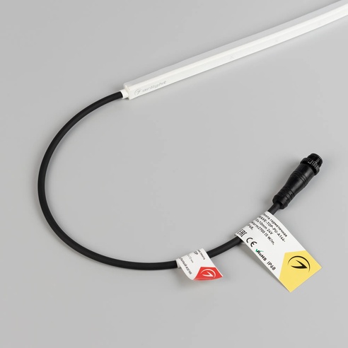Лента герметичная WAVE-TOP-PU-A144-10x10mm 24V White5700 (5 W/m, IP68, 3m, wire x1) (Arlight, Вывод боковой, 3 года)