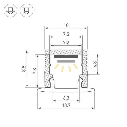 Профиль SL-MINI-10-3000 ANOD (Arlight, Алюминий)