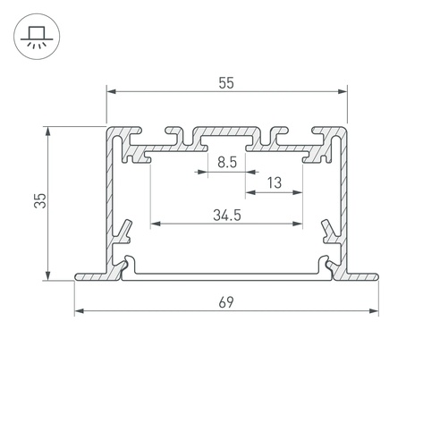 Профиль S2-LINIA69-F-2500 SEAMLESS BLACK (Arlight, Алюминий)
