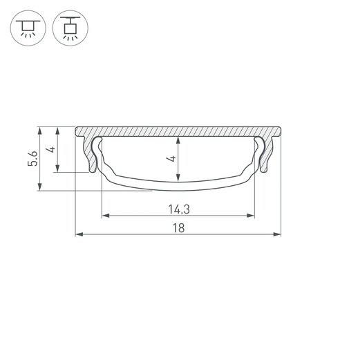 Профиль ARH-BENT-W18-2000 ANOD BLACK (Arlight, Алюминий)