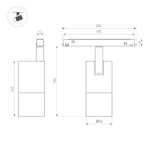 Светильник MAG-ORIENT-SPOT-ZOOM-R65-15W Day4000 (BK, 20-60 deg, 48V) (Arlight, IP20 Металл, 5 лет)