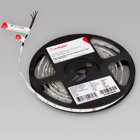 Лента светодиодная RT-B30-10mm 12V RGB (7.2 W/m, IP20, 5060, 5m) (Arlight, Открытый)