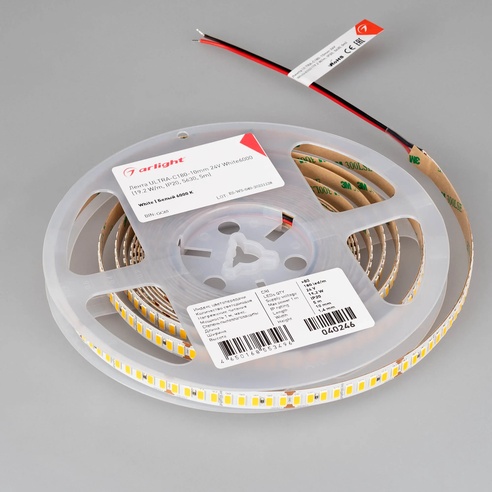Лента светодиодная ULTRA-C180-10mm 24V White6000 (19.2 W/m, IP20, 5630, 5m) (Arlight, высок.эфф.200 лм/Вт)
