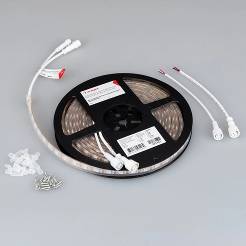 Лента светодиодная герметичная SPI-P-B60-12mm 5V RGB-PX1-BPT (12 W/m, IP66, 5060, 5m) (Arlight, бегущий огонь)