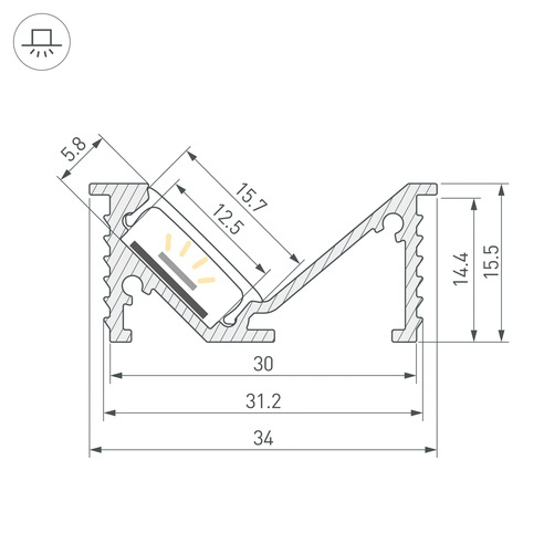 Профиль SL-BEVEL-W32-F-2000 ANOD  (Arlight, Алюминий)