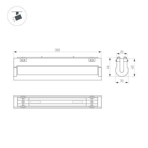 Светильник MAG-VIBE-FLAT-TURN-L305-12W Day4000-MIX (BK, 110 deg, 48V, DALI) (Arlight, IP20 Металл, 5 лет)