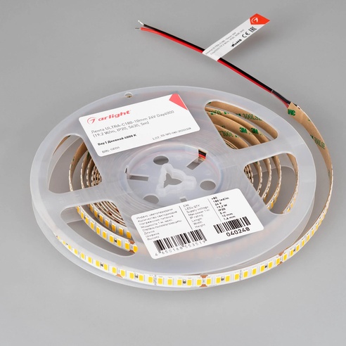 Лента светодиодная ULTRA-C180-10mm 24V Day4000 (19.2 W/m, IP20, 5630, 5m) (Arlight, высок.эфф.200 лм/Вт)