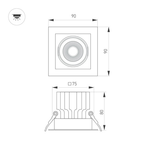 Светильник MS-VORTEX-BUILT-S90x90-12W Day4000 (WH-WH, 20 deg, 230V) (Arlight, IP20 Металл, 5 лет)
