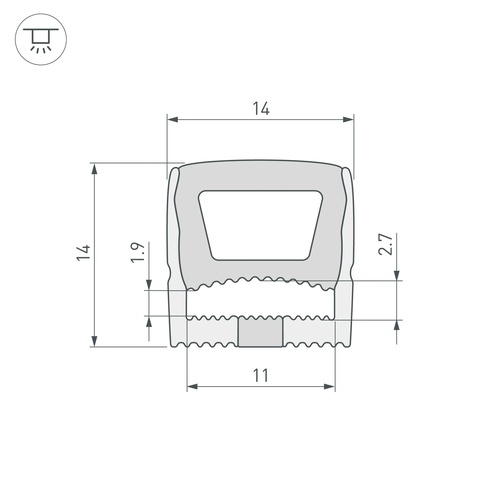 Силиконовый профиль WPH-FLEX-1414-TOP-S11-50m WHITE (Arlight, Силикон)