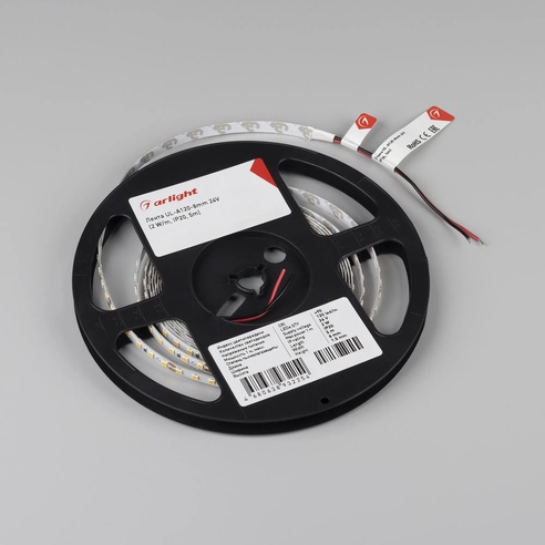 Лента UL-A120-8mm 24V Warm2700 (2 W/m, IP20, 5m) (Arlight, Открытый)