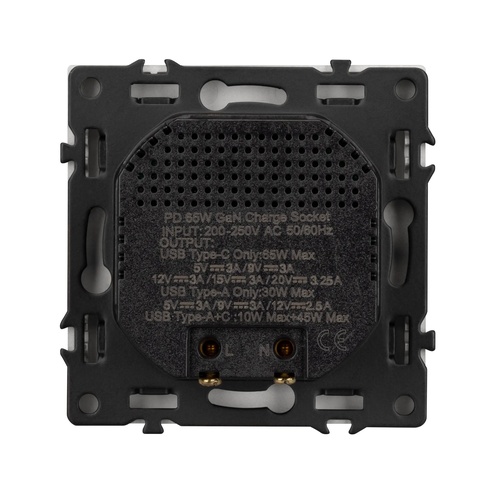 Механизм розетки с быстрой USB зарядкой SCT-NOBE-MUAC-SFPL-FC-CA (65W, QC3) (Arlight, Кашемир)