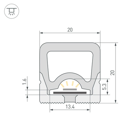 Силиконовый профиль WPH-FLEX-2020-TOP-S13-5m WHITE (Arlight, Силикон)