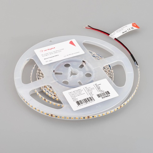 Лента светодиодная RT-A160-5mm 24V Warm2700 (9.6 W/m, IP20, 2835, 5m) (Arlight, Открытый)