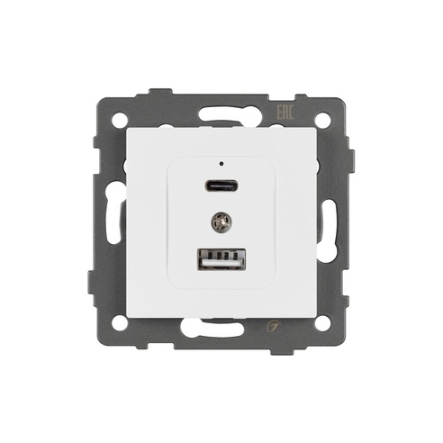 Механизм USB розетки SCT-MUAC-PL-WH-V (5V, 3A, QC4) (Arlight, -)