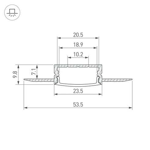 Профиль FANTOM-W20-H10-3000 ANOD (Arlight, Алюминий)
