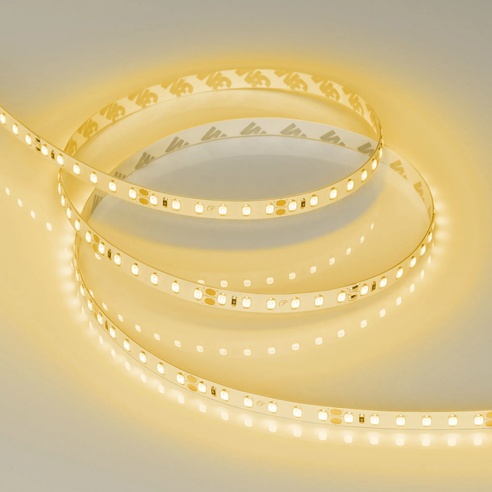 Лента светодиодная RT-A120-8mm 24V Yellow (9.6 W/m, IP20, 2835, 5m) (Arlight, Открытый)