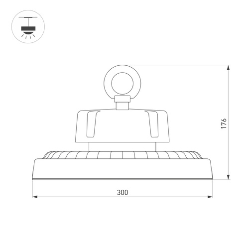 Светильник SP-ERCON-R300-200W White5000 (BK, 90 deg, 230V) (Arlight, IP65 Металл, 5 лет)
