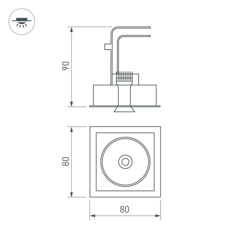 Светильник CL-SIMPLE-S80x80-9W Warm3000 (WH, 45 deg) (Arlight, IP20 Металл, 3 года)