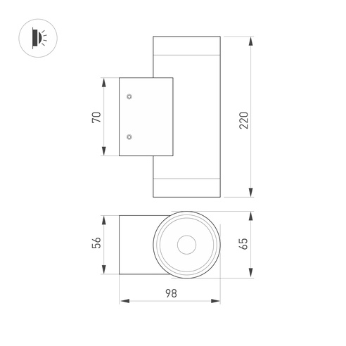Светильник LGD-RAY-WALL-TWIN-R65-2x12W Warm3000 (GR, 6 deg, 230V) (Arlight, IP65 Металл, 3 года)