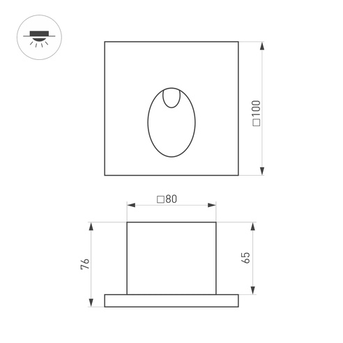 Светильник LT-TIE-S100-3W Warm3000 (GR, 45x70 deg, 230V) (Arlight, IP65 Бетон, 3 года)