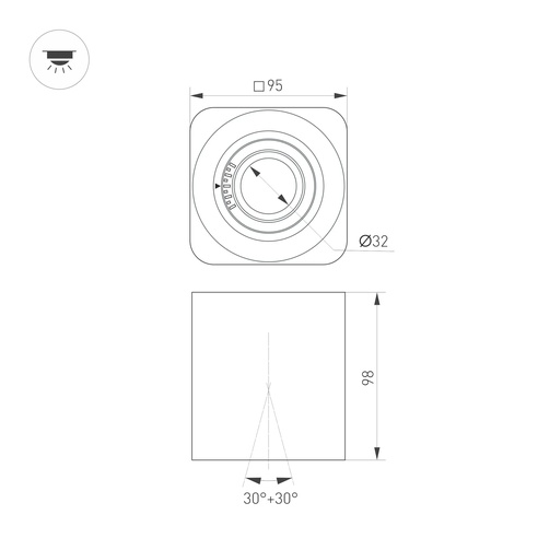 Светильник SP-ACENTO-S95x95-10W Day4000 (BK, 20-45 deg, 230V) (Arlight, IP20 Металл, 5 лет)