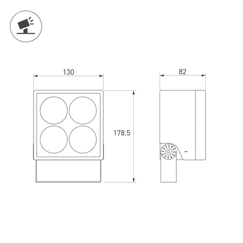 Светильник ALT-BLOCK-S130x130-15W Day4000 (GR, 60 deg, 230V) (Arlight, IP66 Металл, 3 года)