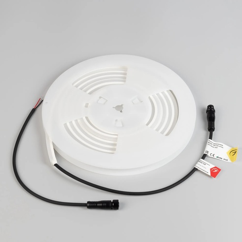 Лента герметичная WAVE-TOP-PU-A144-10x10mm 24V Warm3000 (5 W/m, IP68, 3m, wire x1) (Arlight, Вывод боковой, 3 года)