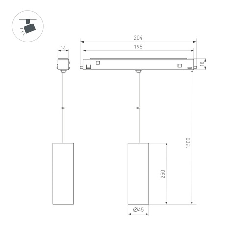 Светильник MAG-ORIENT-SPOT-HANG-R45-12W Warm3000 (WH, 24 deg, 48V, DALI) (Arlight, IP20 Металл, 5 лет)