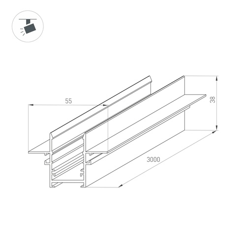 Трек встраиваемый MAG-TRACK-2538-FDW-3000 (BK, 5LN) (Arlight, IP20 Металл, 3 года)
