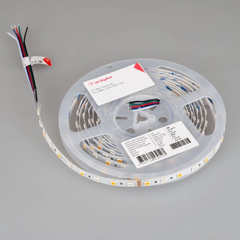 Лента RT-B60-10mm 24V RGBW-White (14.4 W/m, IP20, 5m) (Arlight, Открытый)