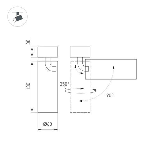 Светильник SP-GABI-SURFACE-FLAP-R60-12W Warm3000 (BK, 36 deg, 230V) (Arlight, IP40 Металл, 5 лет)