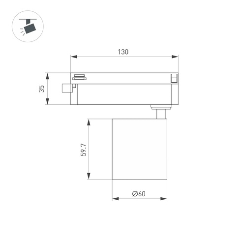 Светильник LGD-DYKE-2TR-R60-8W Warm3000 (WH, 20 deg, 230V) (Arlight, IP20 Металл, 5 лет)
