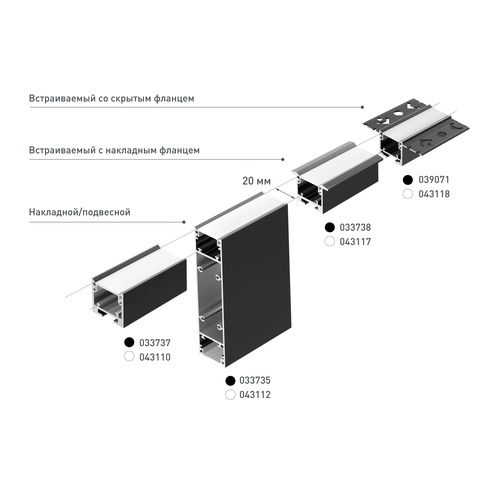 Профиль SL-LINE-2522-2500 BLACK (Arlight, Алюминий)