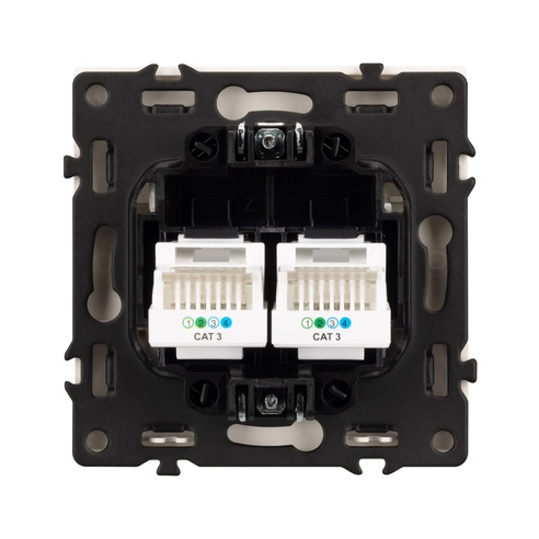Механизм сдвоенной телефонной розетки SCT-NOBE-MTL2-SFPL-WH (RJ-11, 4C) (Arlight, Белый кварц)