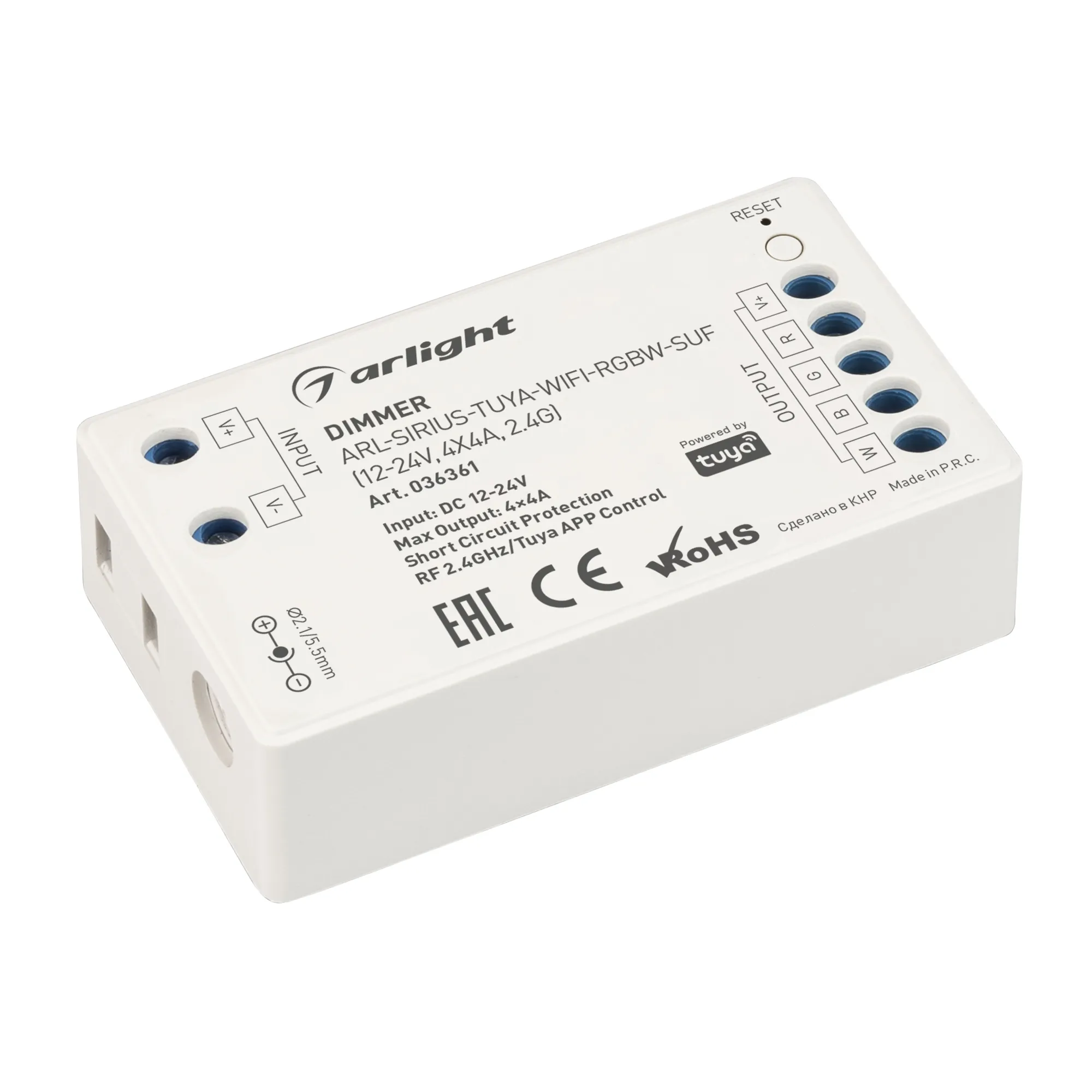 Диммер ARL-SIRIUS-TUYA-WIFI-RGBW-SUF (12-24V, 4x4A, 2.4G) (Arlight, IP20 Пластик, 3 года) - изображение товара